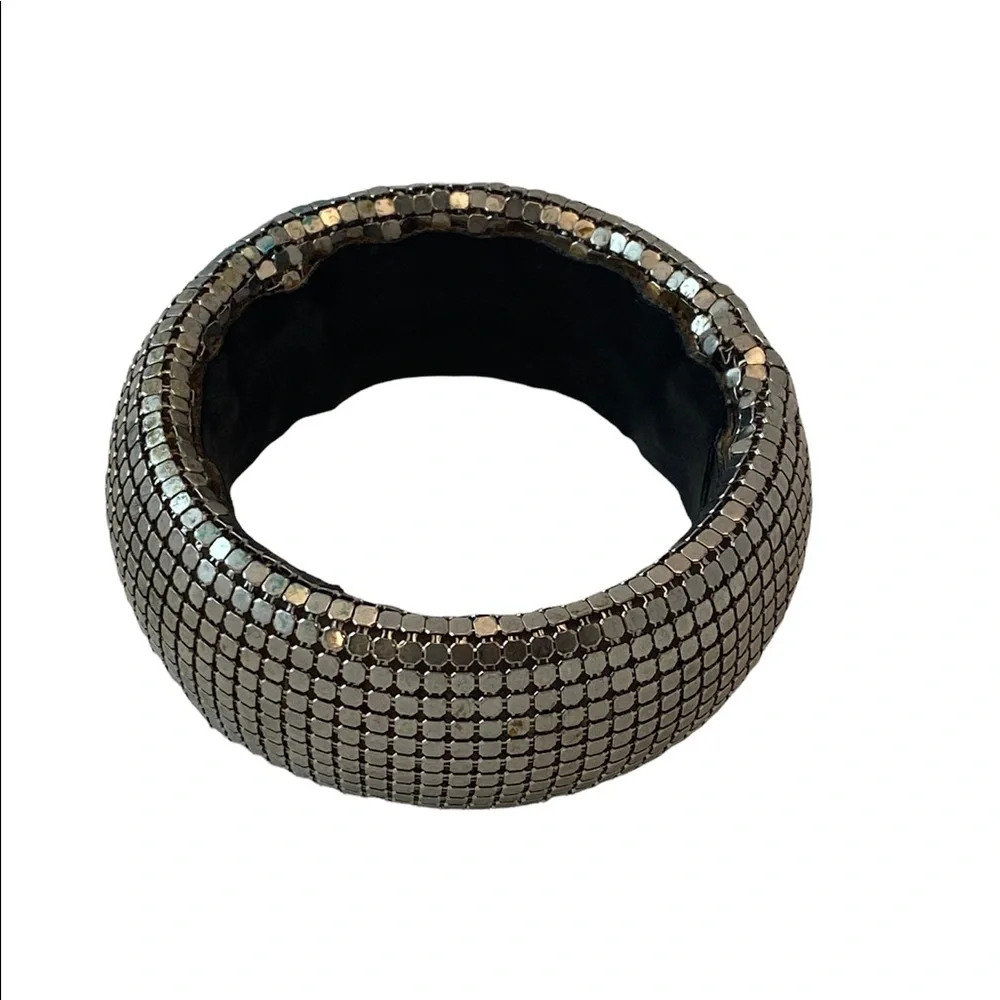 Vintage Silver Mesh Chunky Wide Bangle Bracelet - Picture 2 of 3